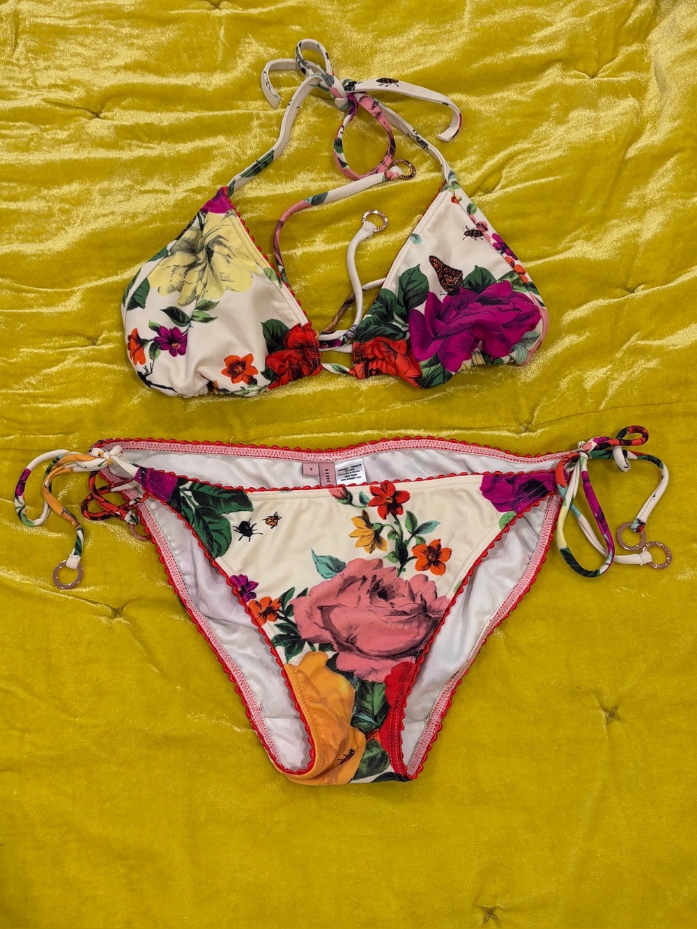 Ted Baker Floral Tie-Side Bikini Set Size 3
